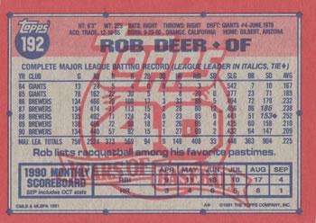 Rob Deer  baseball card collectible - Main Image 2