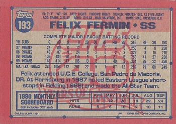 Felix Fermin  baseball card collectible - Main Image 2