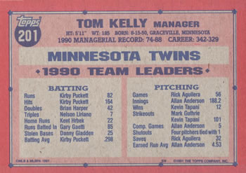 Tom Kelly  baseball card collectible - Main Image 2