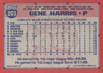 Gene Harris  baseball card collectible - Main Image 2