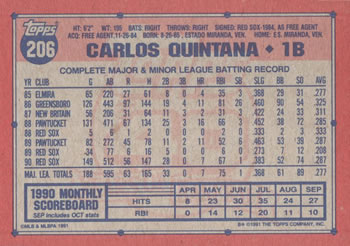 Carlos Quintana  baseball card collectible - Main Image 2