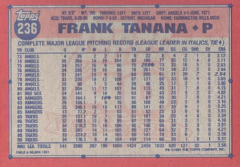 Frank Tanana  baseball card collectible - Main Image 2
