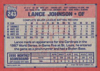 Lance Johnson  baseball card collectible - Main Image 2