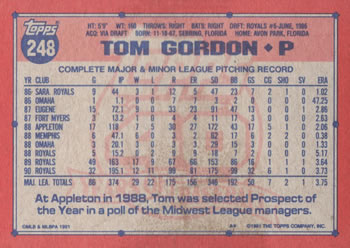Tom Gordon  baseball card collectible - Main Image 2