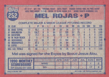 Mel Rojas  baseball card collectible - Main Image 2