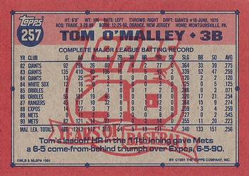 Tom O’Malley  baseball card collectible - Main Image 2
