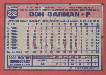 Don Carman  baseball card collectible - Main Image 2