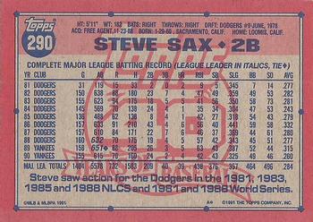 Steve Sax  baseball card collectible - Main Image 2