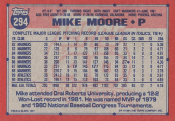 Mike Moore  baseball card collectible - Main Image 2