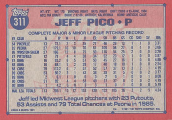 Jeff Pico  baseball card collectible - Main Image 2