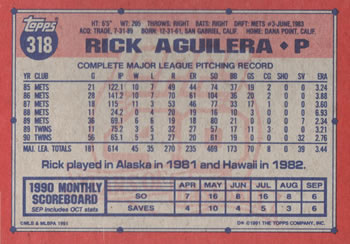 Rick Aguilera  baseball card collectible - Main Image 2