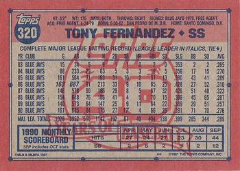 Tony Fernandez  baseball card collectible - Main Image 2