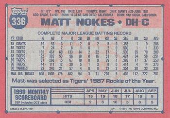 Matt Nokes  baseball card collectible - Main Image 2