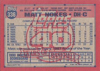 Matt Nokes  baseball card collectible - Main Image 2