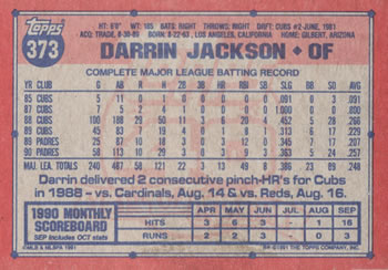 Darrin Jackson  baseball card collectible - Main Image 2