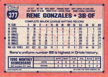 Rene Gonzales  baseball card collectible - Main Image 2