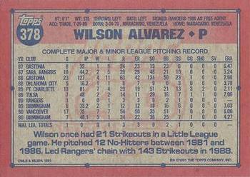 Wilson Alvarez  baseball card collectible - Main Image 2