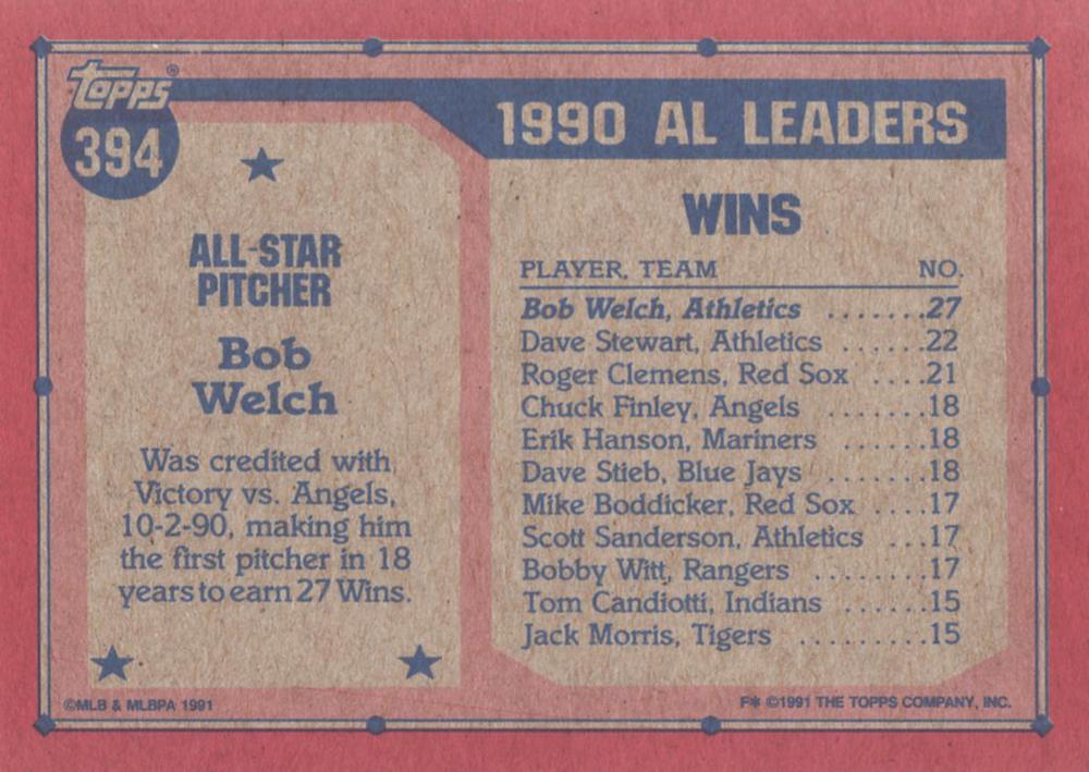 Bob Welch  baseball card collectible - Main Image 2