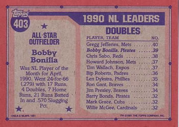 Bobby Bonilla  baseball card collectible - Main Image 2