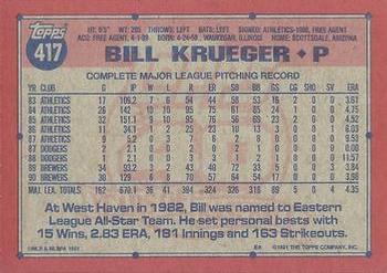 Bill Krueger  baseball card collectible - Main Image 2