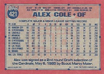 Alex Cole  baseball card collectible - Main Image 2