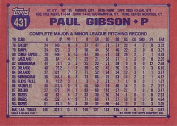 Paul Gibson  baseball card collectible - Main Image 2
