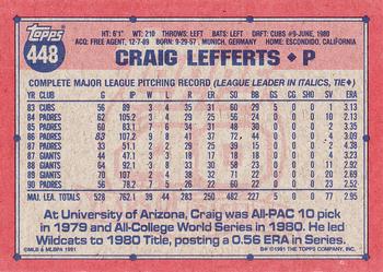 Craig Lefferts  baseball card collectible - Main Image 2