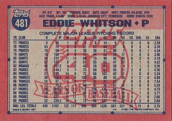 Eddie Whitson  baseball card collectible - Main Image 2