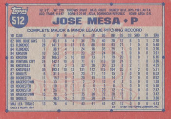 Jose Mesa  baseball card collectible - Main Image 2