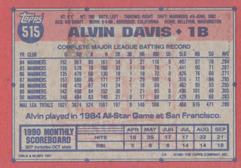 Alvin Davis  baseball card collectible - Main Image 2