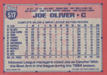 Joe Oliver  baseball card collectible - Main Image 2