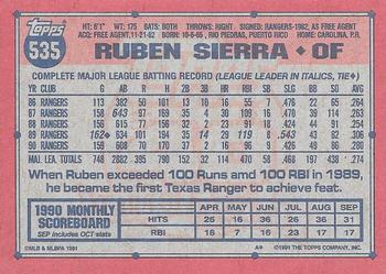 Ruben Sierra  baseball card collectible - Main Image 2