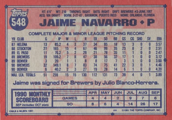 Jaime Navarro  baseball card collectible - Main Image 2