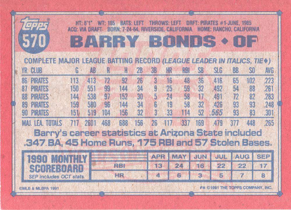 Barry Bonds  baseball card collectible - Main Image 2