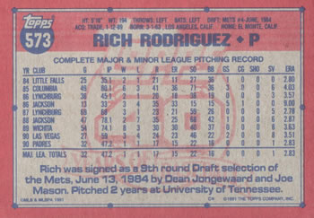 Rich Rodriguez  baseball card collectible - Main Image 2