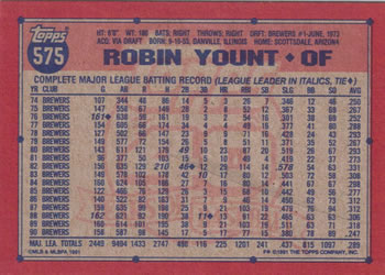 Robin Yount  baseball card collectible - Main Image 2
