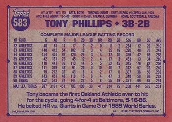 Tony Phillips  baseball card collectible - Main Image 2