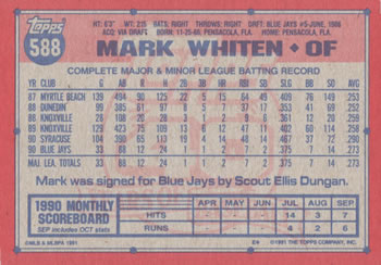 Mark Whiten  baseball card collectible - Main Image 2