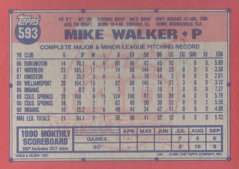 Mike Walker  baseball card collectible - Main Image 2