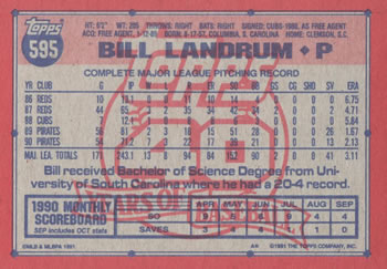Bill Landrum  baseball card collectible - Main Image 2