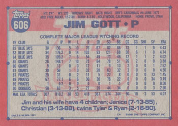 Jim Gott  baseball card collectible - Main Image 2