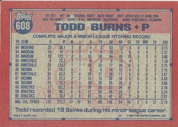 Todd Burns  baseball card collectible - Main Image 2