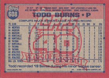Todd Burns  baseball card collectible - Main Image 2