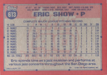 Eric Show  baseball card collectible - Main Image 2