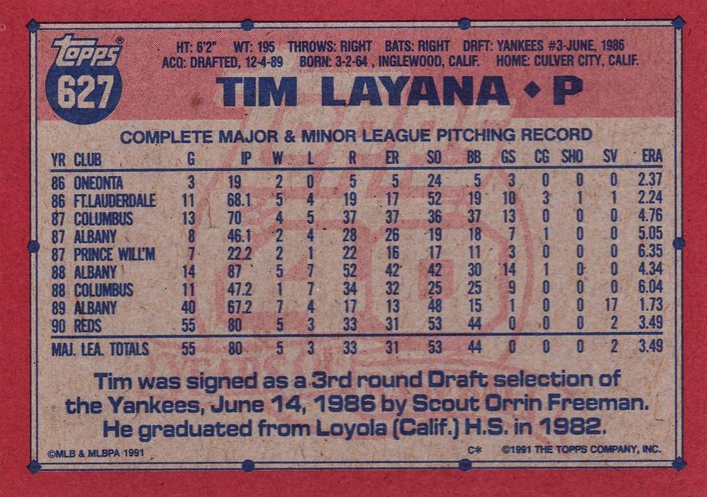 Tim Layana  baseball card collectible - Main Image 2