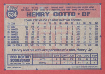 Henry Cotto  baseball card collectible - Main Image 2