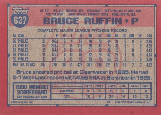 Bruce Ruffin  baseball card collectible - Main Image 2