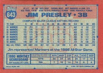 Jim Presley  baseball card collectible - Main Image 2