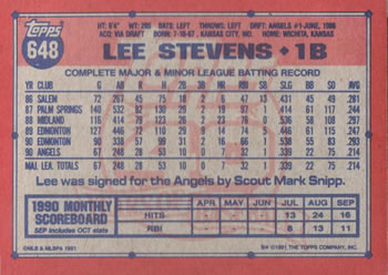 Lee Stevens  baseball card collectible - Main Image 2