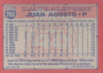 Juan Agosto  baseball card collectible - Main Image 2